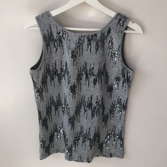 NWOT CALVIN KLEIN GREY SLEEVELESS SEQUINNED CAMISOLE TANK TOP - Picture 4 of 9